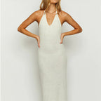 White Suspender Knit Dress With 3D Pattern And Relaxed Fit