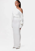 Slim Off-Shoulder Knitted Bodycon Long Sleeve Maxi Dress