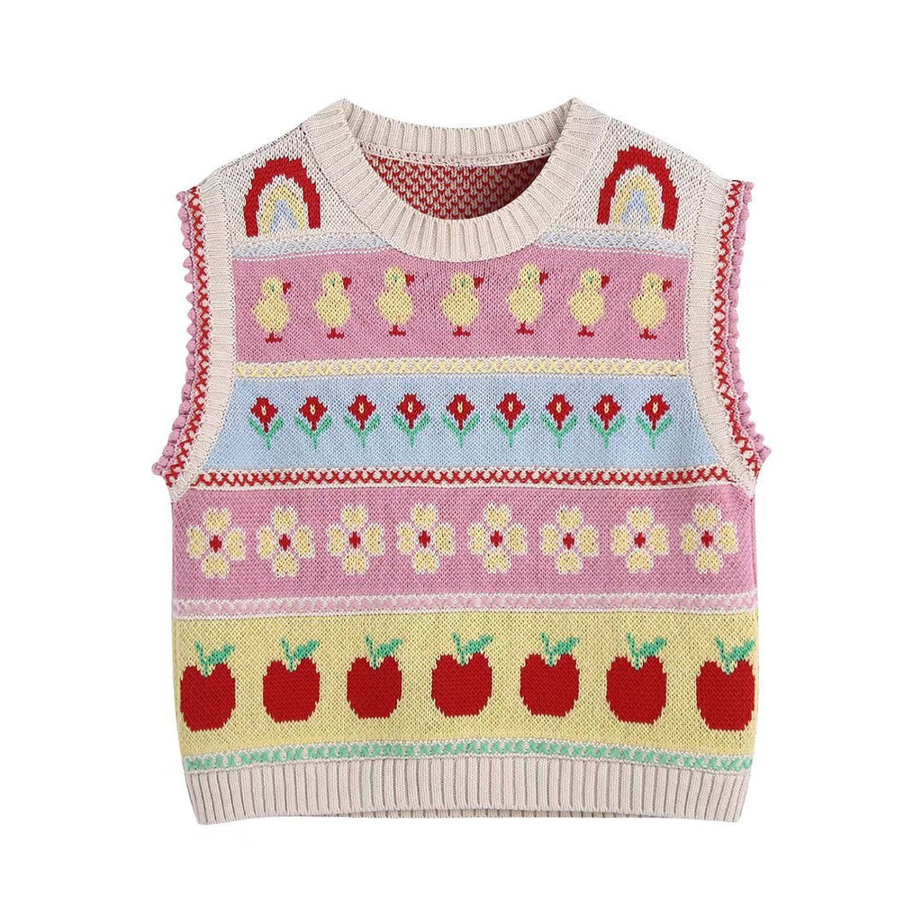 Jacquard Tank Top With Round Neck