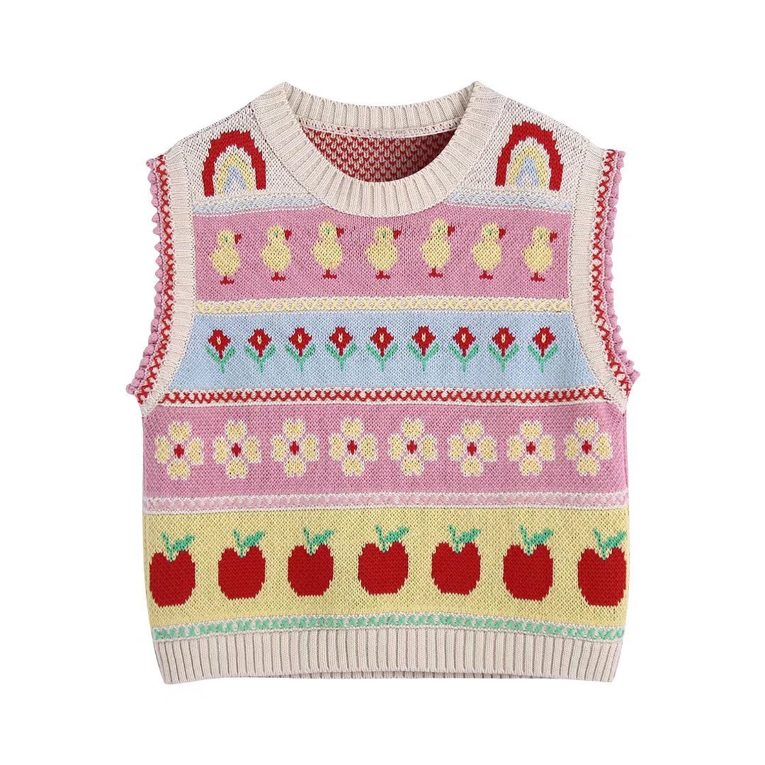 Jacquard Tank Top With Round Neck