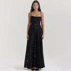 Suspender Lace Long Dress With Strapless Collar