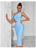 Beaded Bowknot Dress With Asymmetric Shoulder