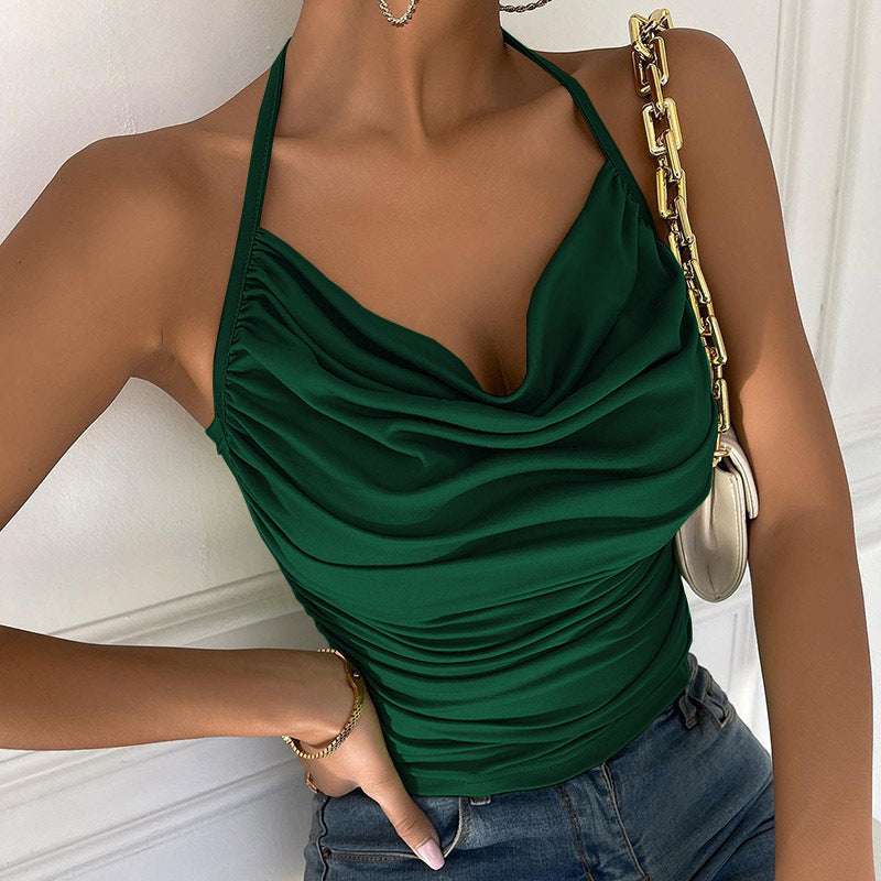 Chic V Neck Cowl Halter Camisole