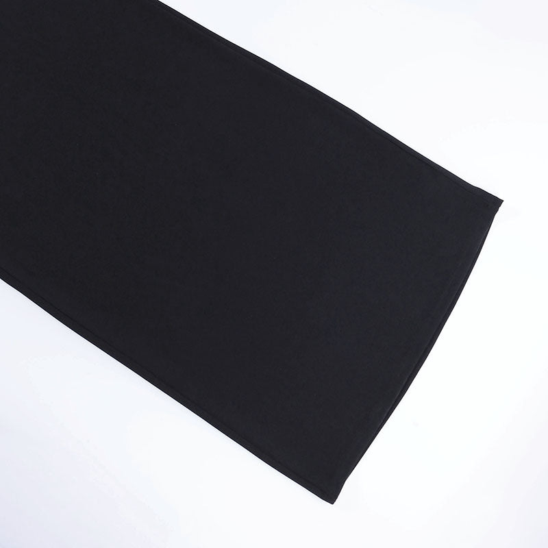 Midnight Black Cotton Tube Top Dress With Sleek Sleeveless Round Neck