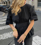 Backless Bat Sleeve Top With Back Tied Design