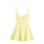 Flowy Bow Suspenders Dress In Fresh Pastels Lightweight Polyester