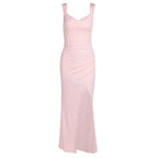 Women's Sleeveless Backless Slit Dress with Back Tie