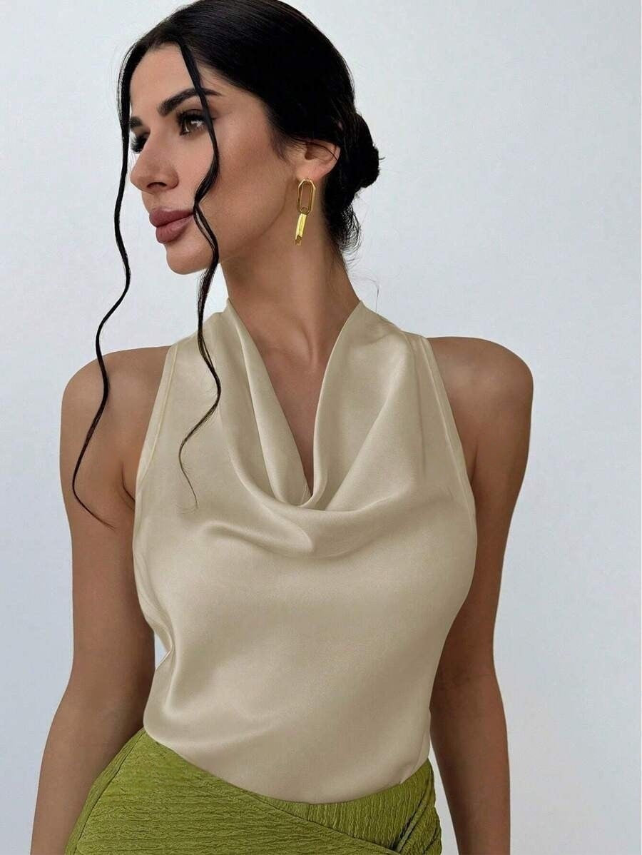 Chic Swing Collar Halter Vest Top Backless Sleeveless Shirt