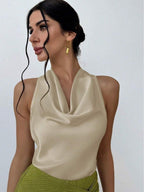 Chic Swing Collar Halter Vest Top Backless Sleeveless Shirt