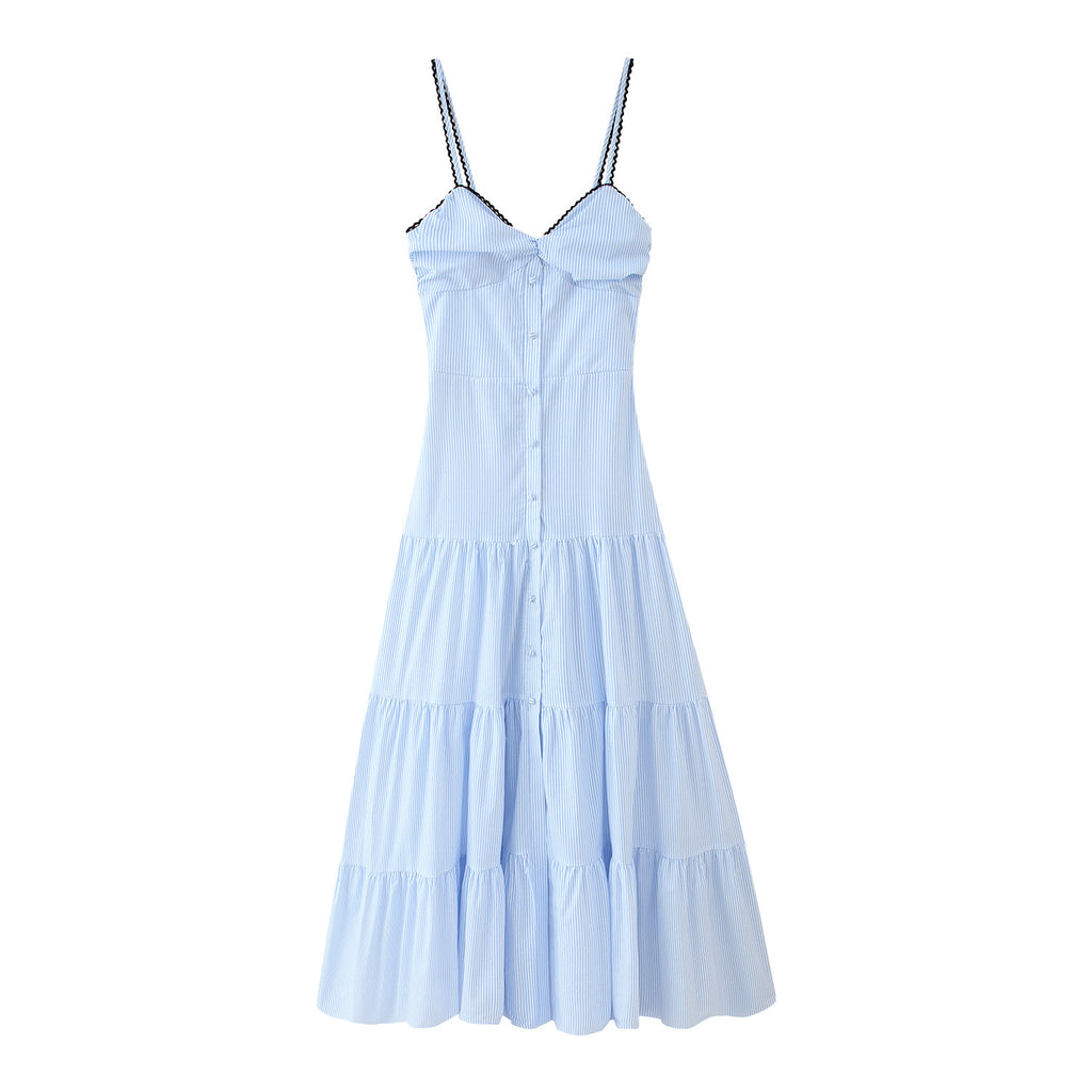 Stripes Sleeveless Sling Dress in Lightweight Chiffon
