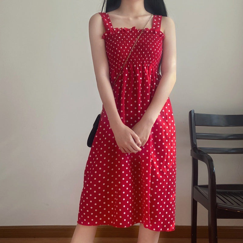 Polka Dot Midi Dress With Ruffles