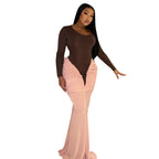 Pink/Brown Women's Mid-length Dress