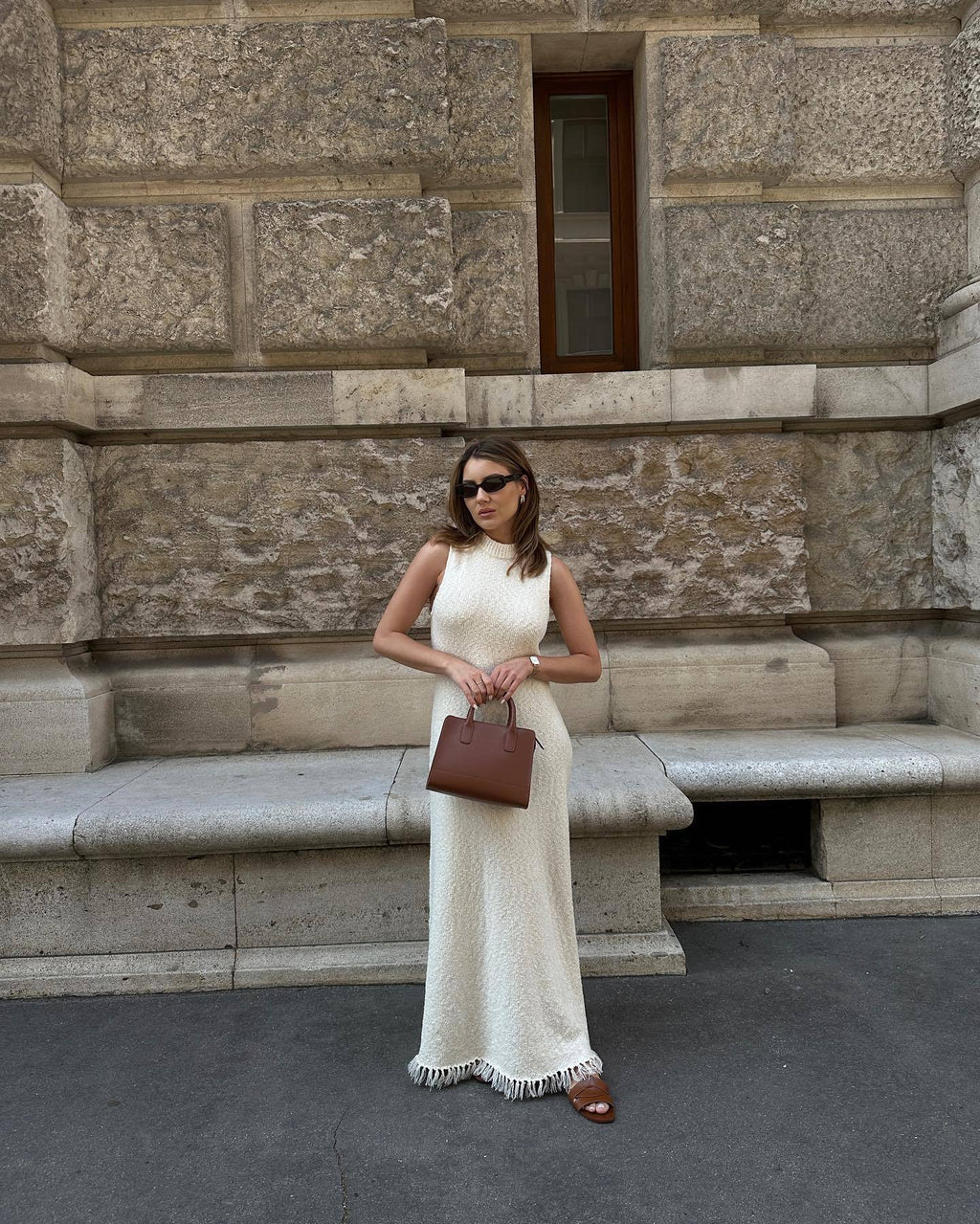 Tassel Sleeveless Maxi Dress In Cotton