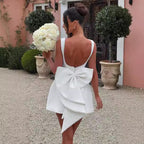 Women's Pearl Bow Backless A-Line Dress