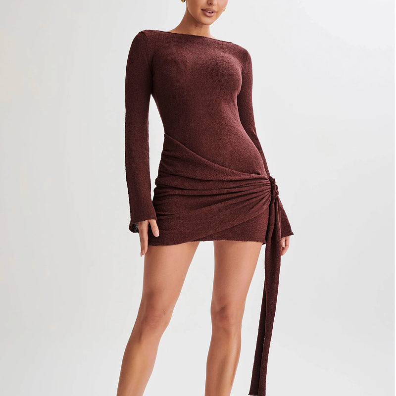 Women's Y2K Long-Sleeved Backless Slim Mini Dress