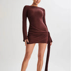 Women's Y2K Long-Sleeved Backless Slim Mini Dress
