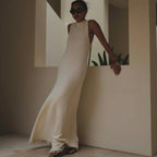 Tassel Sleeveless Maxi Dress In Cotton