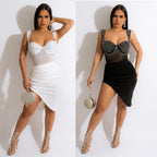 Rhinestone Sling Backless Set