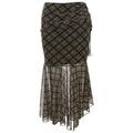 Chic Pleated Plaid A Line Midi Skirt In Black