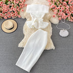 Flirty Two Piece Ruffled Short Top And Skirt Set