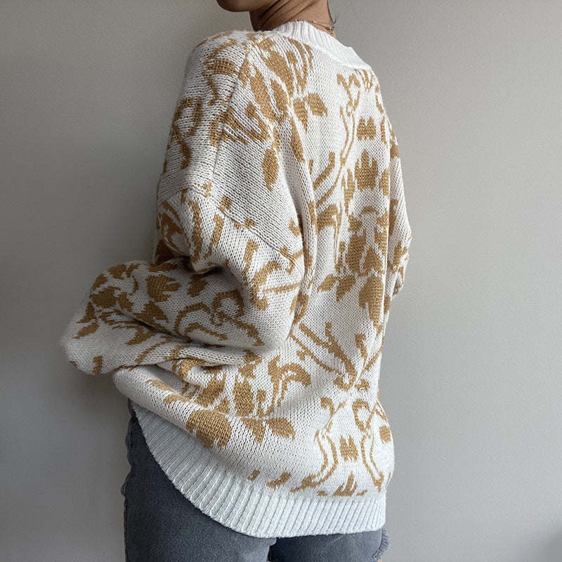 Cozy Relaxed Woolen Long Sleeve Top With V Neck