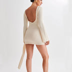 Women's Y2K Long-Sleeved Backless Slim Mini Dress