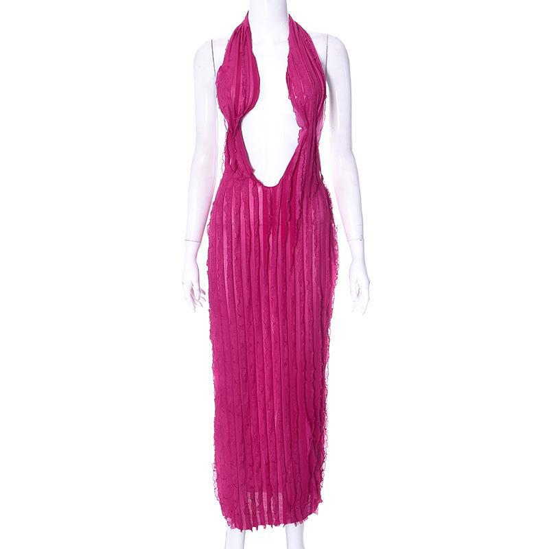 Dress In Solid Color With One Step Skirt