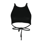 Wrapped Chest Lace Camisole Top With Sling Design And Round Neck Loose Fit Elegant Hollow Detailing