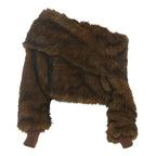 Cozy Brown Off Shoulder Plush Sweater