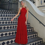Backless Halter Pleated Dress