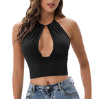 Halter Camisole Vest With Hollow Detailing Chic Summer Top