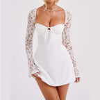 Y2K Lace Long Sleeve Short Dress Corset Backless Style
