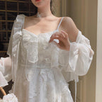Airy Suspender Dress With Sheer Mesh Detail Lightweight