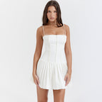 V Neck Suspender Dress With Short Skirt