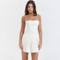 V Neck Suspender Dress With Short Skirt