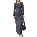Chic Gray Blue Sheath Dress