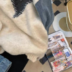 Cozy Spliced Sweater Top For Women Loose Round Neck