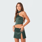 Backless Slit Two-piece Set