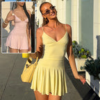 Women's V-Neck Ruffled Mini Dress - Y2K Slim Fit Sleeveless