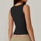 Square Neck Tank Vest For Women Slim Sleeveless Top