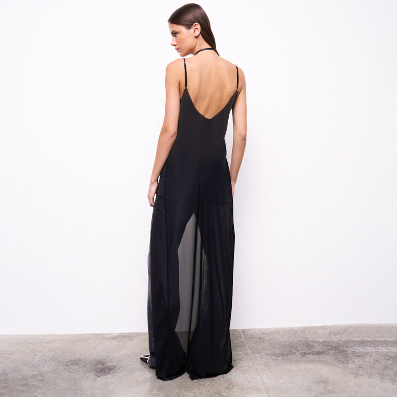Chic Mesh Camisole With Tie Front See Through Sleeveless Top