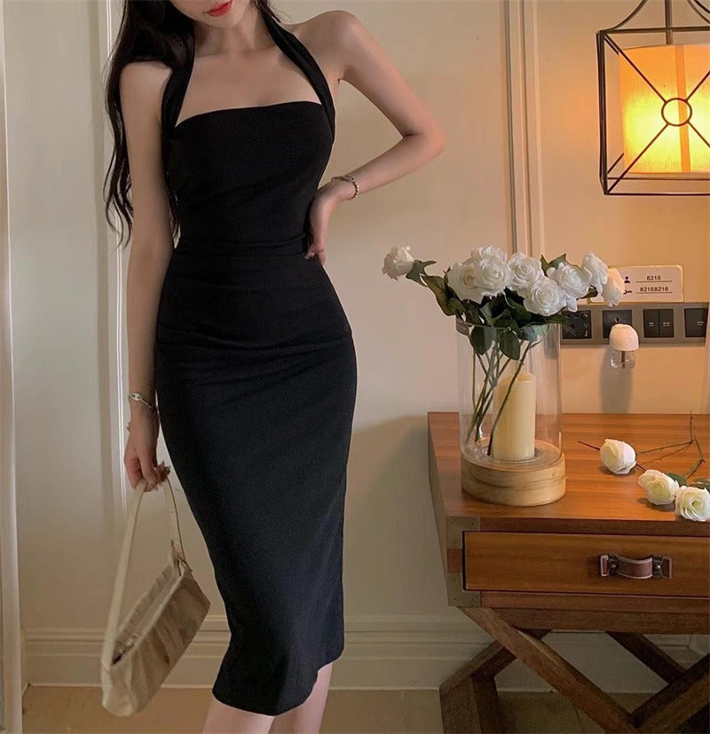 Retro Inspired Dress For Women With Patchwork Stitching Details In Black