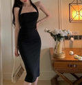 Retro Inspired Dress For Women With Patchwork Stitching Details In Black
