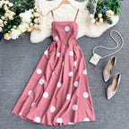Vintage Polka Dot Summer Dress With Straps A Line