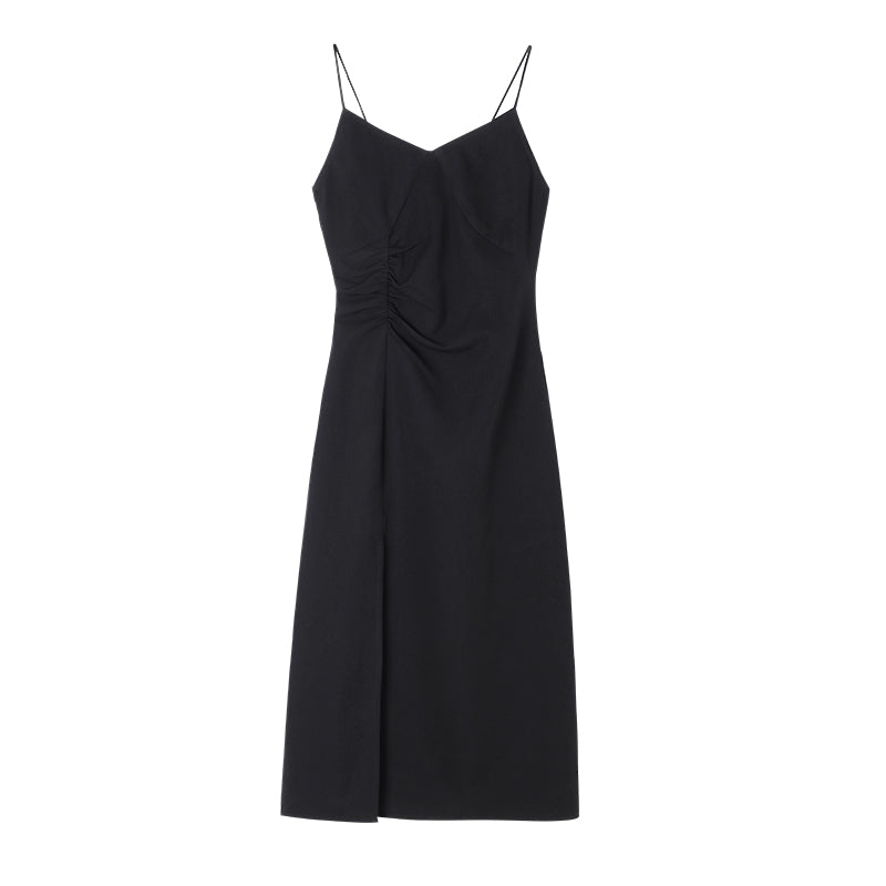 Long Black Breasted Women's Dress