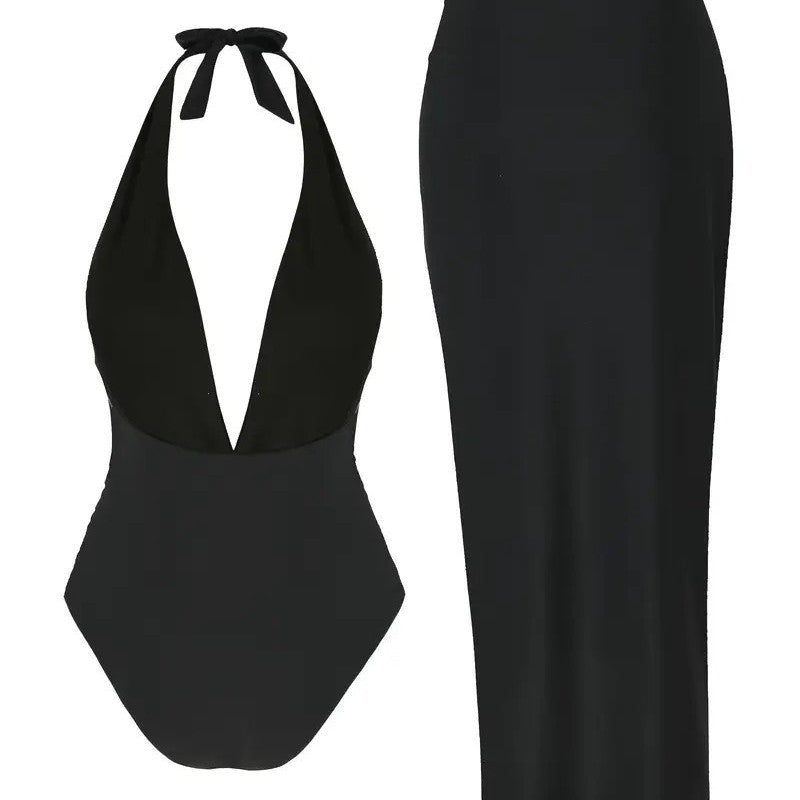 Stunning Halter Backless Maxi Dress Set
