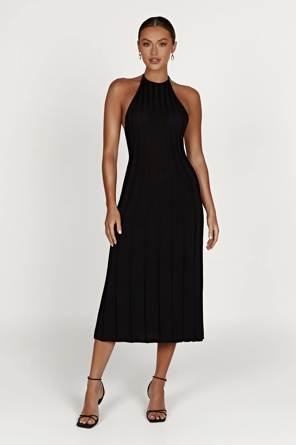 Knit Pleated Dress For Women With Three Dimensional Texture And High Waist