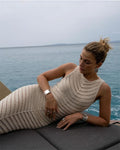 Sleeveless Knitted Fitted Dress With High Waist