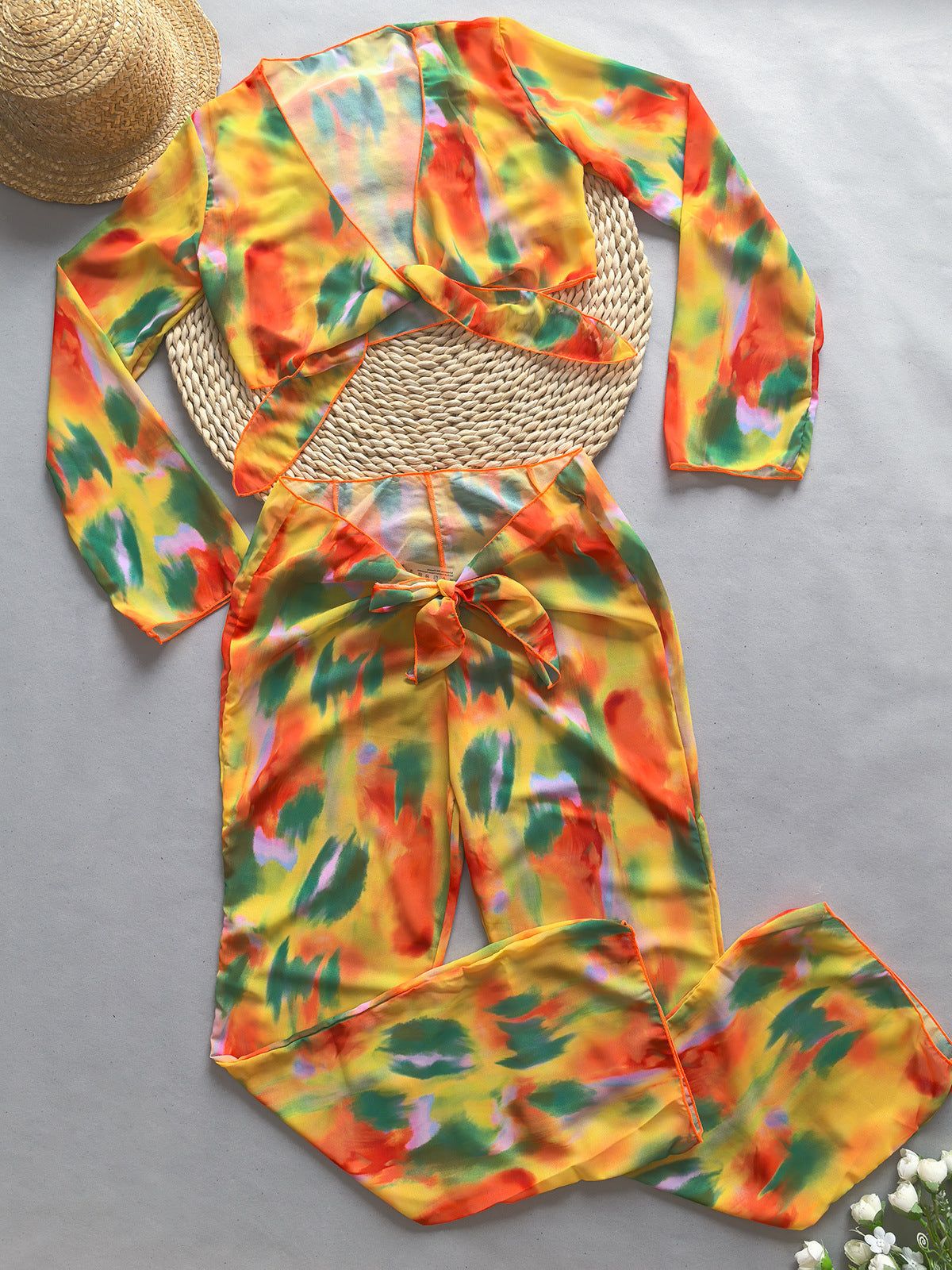 Printed Nylon Swimsuit Set For Beach And Pool With Sexy Tight Fit