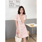 French Tweed Dress For Women In Cherry Blossom Powder